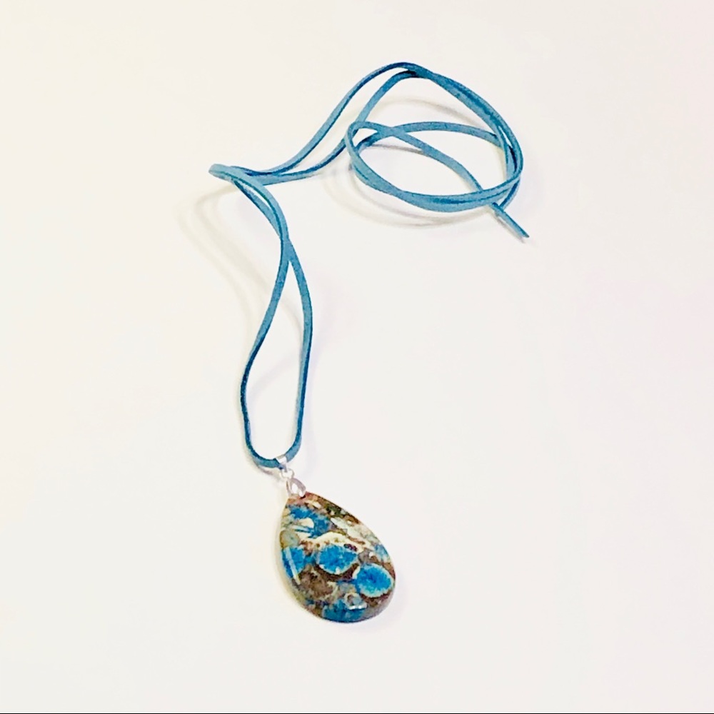 Blue Kambaba Jasper Stone Hand-crafted One-of-a-Kind Necklace - Picture 3 of 8